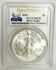 【超美品】 2016年 アメリカンイーグルコイン First Strike PCGS MS70 シルバーコイン 1$/１oｚ　593193.70/33403271