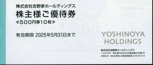 吉野家株主優待券 5000円分（ 500円分×10枚）■即決・送料込み■