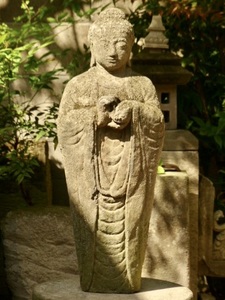 風雨に晒された仏陀立像h60cm 仏像　釈迦如来　阿弥陀如来　0522