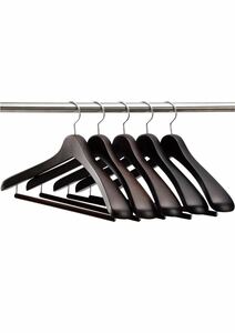 【未使用】NAKATA HANGER【ナカタハンガー】日本製 木製メンズ スーツハンガー 5本組 フェルトバー スモークブラウン SET-01 (430mm) 