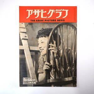 アサヒグラフ 1950年6月14日号／表紙◎朝倉摂 福田豊四郎 タリスマン号火災 浅草 自転車二人乗り 思い出の名アナウンサー 河西三省