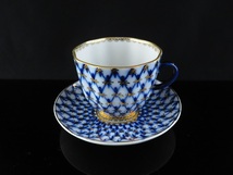 Lomonosov/ロモノーソフ Cobalt Net/コバルトネット Anna Yatskevich カップ&ソーサー Imperial Porcelain/インペリアルポーセレン [1]_画像2