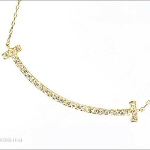 【格安】 Tスマイル ダイヤモンド ネックレス 大型 K18YG 18金製品 国内生産 2211の画像1