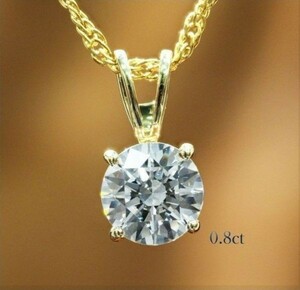 大粒 [ 0.8ct ] ダイヤモンド ネックレス 10金 K10YG 高級仕上げ 高品質 プレゼント 最高　4411