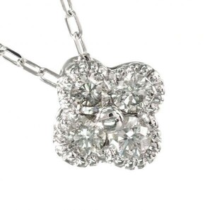 [.] platinum made on goods high purity diamond necklace clover motif ( PT850 stamp have Di367 3322