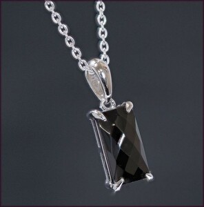 高品質 輝きのミラーカット ブラック ダイヤモンド ネックレス(18K/刻印有 SV925 K14 4444