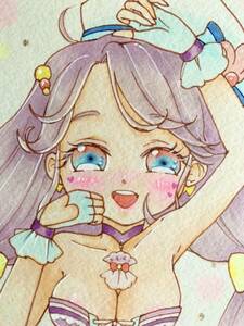 同人　アナログ　手描き　イラスト　ファンアート【トロピカル〜ジュ！プリキュア】キュアコーラル　涼村さんご　