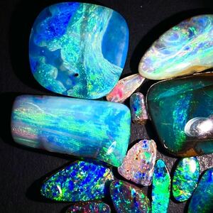 遊色効果!!◆天然ボルダーオパールおまとめ50ct◆m 重量約10g ルース 裸石 宝石 ジュエリー jewelry boulder opal 遊色 虹 ②