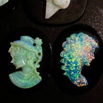 遊色効果!!◆オパールカメオ5点おまとめ◆m 19g/95ct ルース 裸石 宝石 ジュエリー jewelry opal 遊色 cameo _画像5