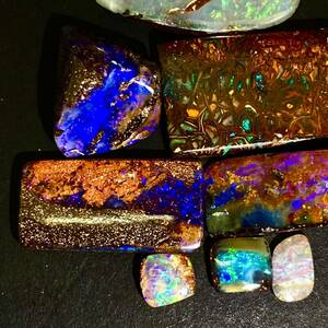 遊色効果!!◆天然ボルダーオパールおまとめ100ct◆m 重量約20g ルース 裸石 宝石 ジュエリー jewelry boulder opal 遊色 虹 ①