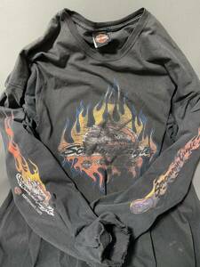 希少　Harley-Davidson ハーレーダビッドソン　tシャツ ヴィンテージ　古着　Flame フレイム　ファイヤーパターン　ビッグサイズ　ロンT 