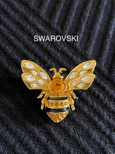 SWAROVSKI スワロフスキー Bee 蜂 ブローチ カラーストーン ゴールドカラー 