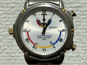 SEIKO　セイコー　8M37-7000　YACHT TIMER　ヨットタイマー　コンビカラー　メンズ腕時計　ブランド腕時計　シルバー系文字盤　クォーツ