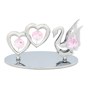 [ free shipping ][ extra attaching ] swan two .. Heart ornament birthday present present woman marriage festival . marriage memory Swarovski crystal 