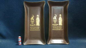  mania worth seeing! old Coca Cola. leather made.TONE.COCA-COLA. desk tray.Atlanta.1996.OLYMPIC,GAMES,2 point.