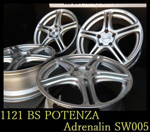 【1121】T3104244◆BS POTENZA Adrenalin SW005◆17x7.5J 5穴 PCD114.3 +45◆4本◆マークX・プリウスα・カムリ など