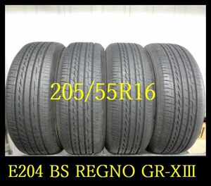 【E204】7105144 送料無料・代引き可 店頭受取可 2021年製造 約7.5~7部山 ◆BS REGNO GR-XIII◆205/55R16◆4本