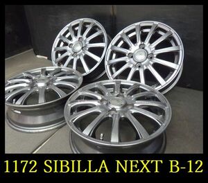 【1172】T6005214◆SIBILLA NEXT B-12◆14x4.5J 4穴 PCD100 +45◆4本◆ N-ONE ライフ タントなど軽自動車全般 など