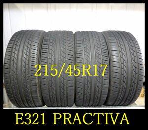 【E321】C6205244 送料無料・代引き可 店頭受取可 2022/2023年製造 約8.5~7部山 ◆PRACTIVA（YOKOHAMA）◆215/45R17◆4本