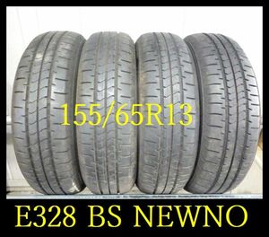 【E328】T8005214 送料無料・代引き可 店頭受取可 2022年製造 約8部山 ◆BS NEWNO◆155/65R13◆4本