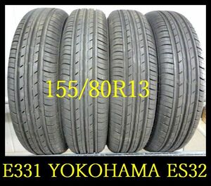 【E331】T8005214 送料無料・代引き可 店頭受取可 2023年製造 約9部山 ◆YOKOHAMA BluEarth ES32◆155/80R13◆4本