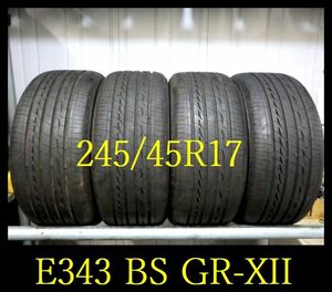 【E343】OS0105274 送料無料・代引き可 店頭受取可 2020年製造 約8.5部山 ◆BS REGNO GR-XII◆245/45R17◆4本