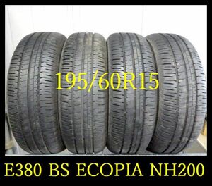 【E380】T6105254 送料無料・代引き可 店頭受取可 2022年製造 約7.5部山◆BS ECOPIA NH200◆195/60R15◆4本