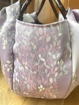 ハンドメイド　着物リメイクのまんまる可愛い手提げバッグ　薄紫_画像4