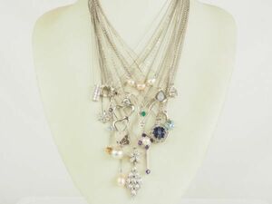  gorgeous SILVER 925 design necklace pearl color stone various together 15 point set pendant accessory pearl diamond style 