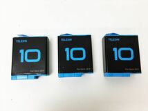 【1円】TELESIN GoPro 社外製 バッテリー 3コ/バッテリー充電器 セット 動作確認済 Hero 9/10 用 ゴープロ H01-1019rm/F3_画像2