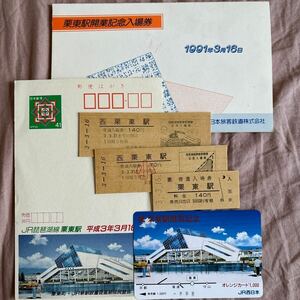 1991年【駅開業記念品】入場券,オレンジカード,ハガキ