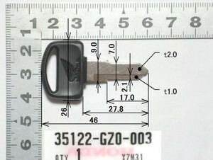 ●ホンダ純正 35122-GZ0-003 キー ブランク (タイプ 2) ☆2/ キーナンバー C●●/ D●● スペア メインキー タクト スーパーカブ モンキー