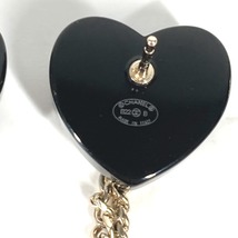 美品 CHANEL シャネル 2連ハート CC ココマーク チェーン アクセサリー ラインストーン 22B ピアス ブラック レディース【中古】_画像7