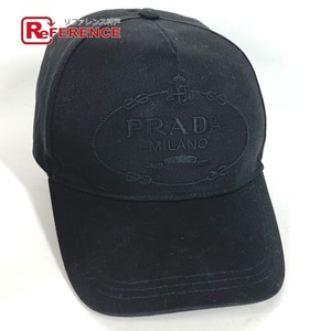 PRADA プラダ 1HC179 ロゴ 帽子 キャップ帽 ベースボール キャップ ブラック メンズ【中古】