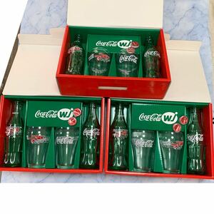 G142 Coca-Cola Wj コカコーラ ウエストジャパン誕生記念ボトル・グラスセット(1999.7.1) 3箱セット【未使用】非売品　箱入　コカ・コーラ