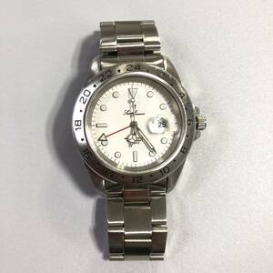 A31 cent joinus Santo Joannes wristwatch quarts [ used present condition goods ] Explorer manner men's silver white face quartz 