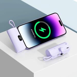 5000mAh モバイルバッテリー Lightning直挿し　小型 iPhone Android 軽量 LED残量表示 高速充電 