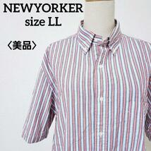 【美品】大きいサイズ　NEWYORKER　ニューヨーカー　半袖シャツ　ストライプ　トップス　LL XL_画像1