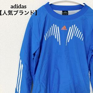 【人気ブランド】adidas　アディダス ナイロンプルオーバー ビブス サイドライン ブルー　Mサイズ　ブルー　ホワイト