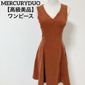 【高級美品】 MERCURYDUO　マーキュリードゥオ スエードノースリーブワンピース フレア　レッド　Mサイズ