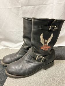 ★ HARLEY-DAVIDSON ハーレーダビッドソン レザー ブーツ ブラック サイズ 8 1/2 26.5cm相当 ジャンク出品 0426HA