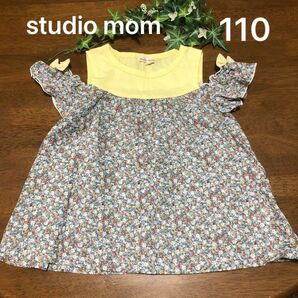 studio mom 肩出し ノースリーブ チュニック 110 花柄 シャツ 女の子 キッズ 子供服