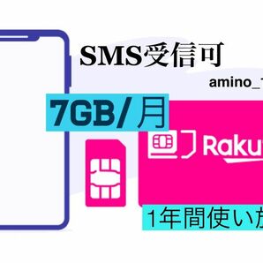 楽天プリペイドsimカード　月7GB高速データ通信専用 SMS受信可 データSIM SMS認証