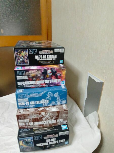 未組立HGガンキャノンククルス・ドアンの島版HGジムモロッコ戦線仕様HGジムスレッガー搭乗機HGガンダムククルス・ドアンの島版他