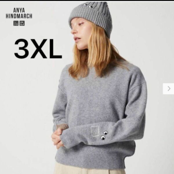 １点限り【新品タグ付き】プレミアムラムクルーネックセーター（長袖）3XL ライトグレー（※価格の相談：不可）