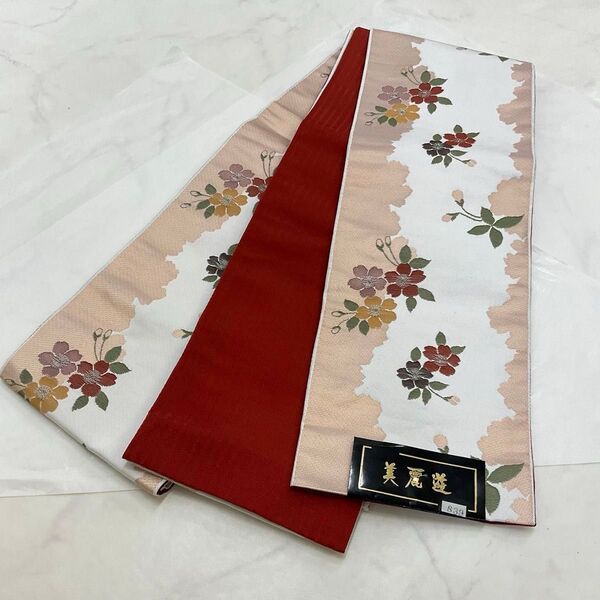 kimono+one ◆未使用同然◆素敵な半幅帯◆369.5cm◆リバーシブル◆半幅帯半巾帯小袋帯◆着物帯小紋普段着半幅帯◆P62