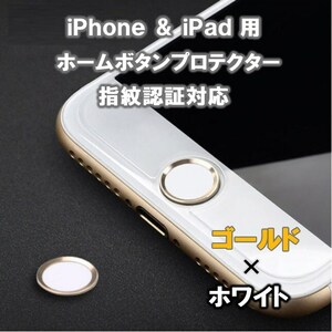 iPhone/iPad用ホームボタンプロテクター 1：ゴールド&ホワイト金白無地