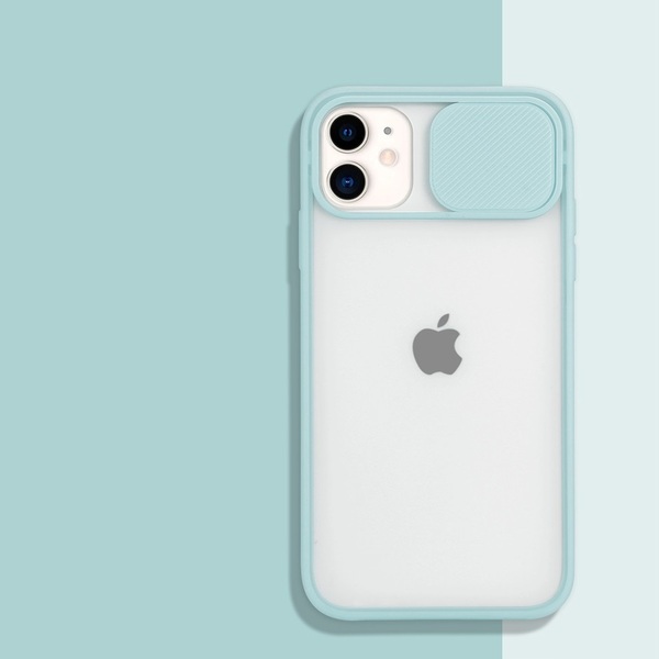 iPhone7plus/8plusケース スライド式カメラ保護 水色