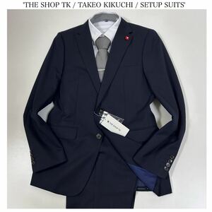 1 jpy start [ new goods unused ]THE SHOP TK/ Takeo Kikuchi / setup suit / dark navy / shadow stripe pattern / side Benz / opening see ./M