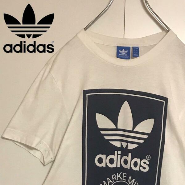 【ビッグプリント】 アディダス　ロゴ入りTシャツ　ホワイト　A1021